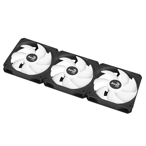 AeroCool Link 3-Pack Fan for PC Case, Triple Pack 120mm ARGB Fans, Daisy Chain Design, Silent Fan, Easy Fan Assembly and Disassembly, PWM 300-1500 RPM, Hydraulic Bearing, Black