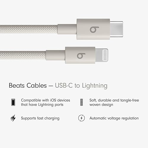 Beats USB-C to Lightning Woven Cable Fast Charging Durable/Tangle-Free Compatible Charger for Apple Devices w Lightning Ports (1.5 m) - Surge Stone Surge Stone (1.5 m)