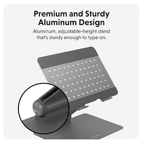 Hyperspace Adjustable Laptop Stand — Sleek, Foldable, Portable Aluminum Laptop Stand for 16” Devices — Height Adjustable to 22”, Optimal Cooling, Non-Slip Grips