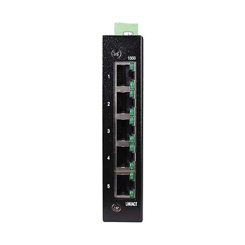 Tripp Lite 5-Port Industrial Gigabit Ethernet Switch with Ethernet/IP Quality of Service (EIP QoS), Unmanaged, DIN Rail & Wall Mounting, -40° to 75°C Temperature Range, 3-Year Warranty (NGI-U05E) Unmanaged 5-Port EIP QoS