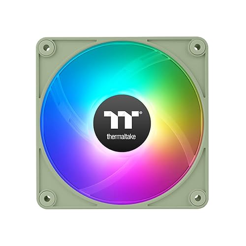 Thermaltake CT140 EX ARGB Reverse PC Cooling Fan Matcha Green 3-Fan Pack, Magnetic Connection, 5V Motherboard Sync, 16.8 Million Colors 9 Addressable LEDs, 140 mm Case/Radiator Fan, CL-F199-PL14MG-A