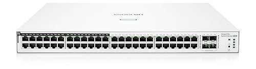 HPE Networking Instant On Switch Series 1830 48-Port Gb Smart-Managed Layer 2 Ethernet Switch with PoE | 48x 1G | 4X SFP | 24x CL4 PoE (370W) | Fan-Less | US Cord (JL815A#ABA)
