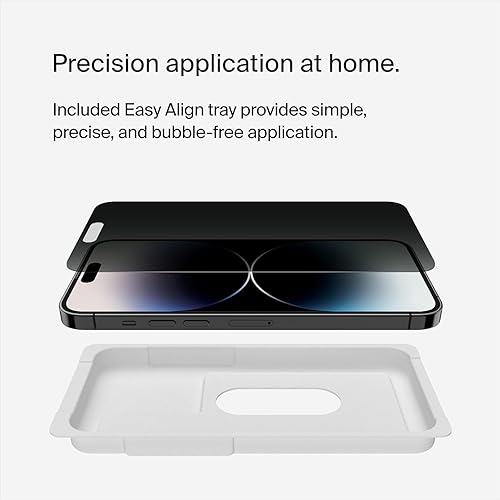Belkin Privacy Tempered Glass Screen Protector for iPhone 13 and 13 Pro, Treated Surface with Anti-Fingerprint Coating and Bubble Free Application with Included Easy Align Tray iPhone 14 / 13 / 13 Pro Privacy TemperedGlass