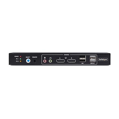 StarTech.com 2-Port Dual-Monitor DisplayPort KVM Switch with Dual View Video Matrix, 4K 60Hz, 4X USB Hub Ports, TAA Compliant
