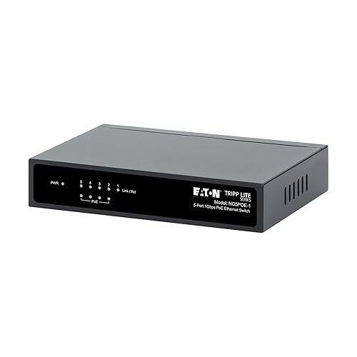 Tripp Lite Series 5-Port Desktop Unmanaged Gigabit Ethernet Network Switch with PoE+, 65W, Metal Enclosure, Plug-and-Play, Auto-Negotiable, Wall Mount Option, 3-Year Warranty (NG5POE-1) 1 Gbps / PoE+ 5-Ports