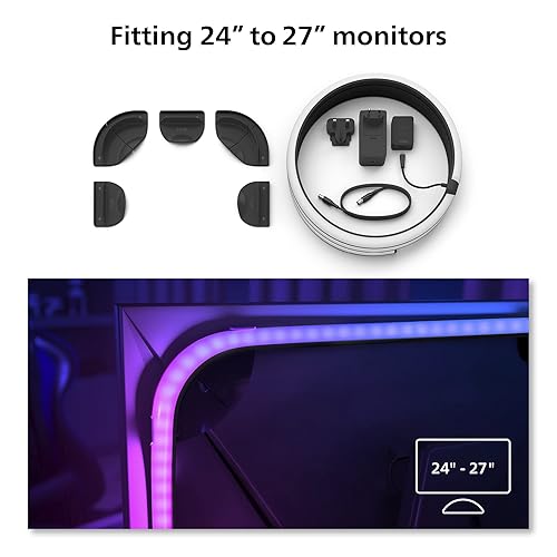 Philips Hue White and Color Ambiance Gradient PC LED Lightstrip for 24'' to 27'' Monitors Requires Hue Hub, Compatible with Alexa, HomeKit, and Google Assistant, Black (578294)