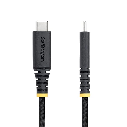 StarTech.com 6.6ft (2m) USB-C Charging Cable, Side Screw Locking, 240W (5A) PD EPR, Dual-Layer Silicone/Braided Jacket, Laptop Charger Cord, USB-IF Certified