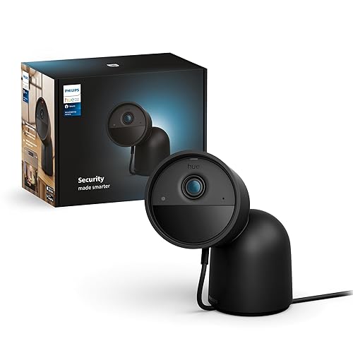 Philips Hue Secure Desktop Wired Smart Home Security Camera, Black - 1 Pack - 1080P HD Video - Night Vision - Motion Detection - Two-Way Talk - Indoor/Outdoor - Weatherproof - Works with Hue App