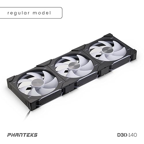 Phanteks D30-140 DRGB PWM Fan 3Pack, Premium D-RGB Performance Fans, ARGB/DRGB Lighting, Daisy-Chain Fan Linking System, 3Pack (Black)