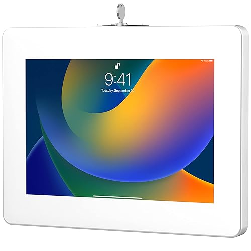 Locking Wall Mount - CTA Paragon Premium Locking Wall Mount Enclosure for iPad 7th/ 8th/ 9th Gen, iPad Air 4, Galaxy Tab, Tab 4, Surface Go, Galaxy Tab S5E, Zebra Tablets, and More (PAD-PARAWW) White Wall Mount