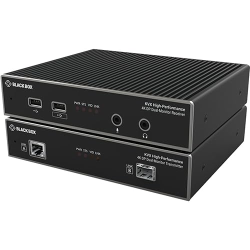 Black Box Network Services KVXHP-200 Kvm Extender Over Catx/fiber - Dual-monitor 4k Displayport Usb 2.0 Hub Serial