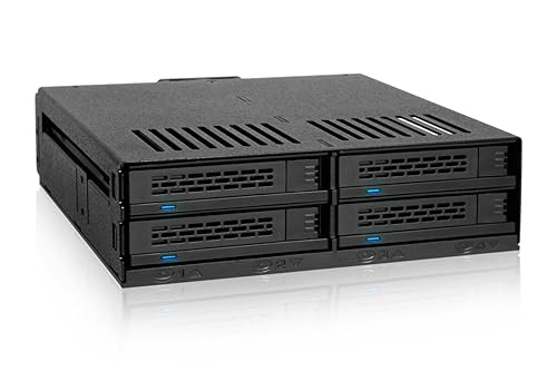 ICY DOCK 4 Bay 2.5 SAS/SATA HDD & SSD Hot Swap Cage for External 5.25 Bay | ExpressCage MB324SP-B Black