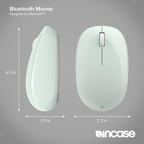 Incase Bluetooth Mouse - Designed by Microsoft - Compact, Comfortable, Right/Left Hand Use, 4-Way Scroll Wheel, Wireless Bluetooth Mouse for PC/Laptop/Desktop, Mac/Windows Computer (Mint)