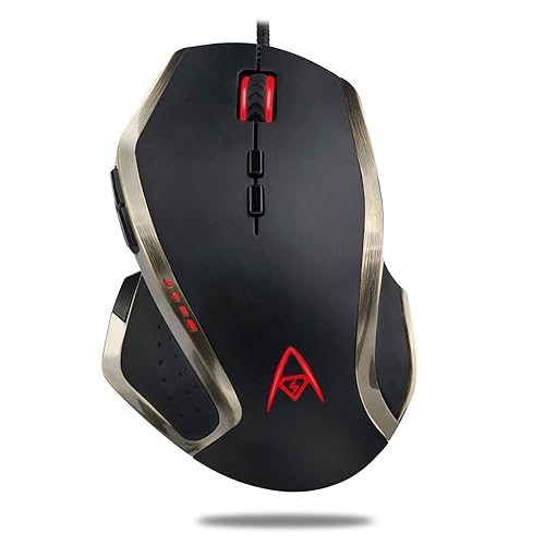 Adesso iMouse X3 Multi Color 9 Button Optical Ergonomic Gaming Mouse with 6 Foot USB Cable Wire and 7 Levels DPI Switch