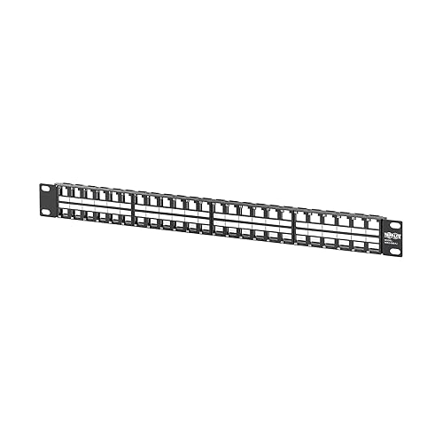 Tripp Lite Blank Unshielded Keystone Patch Panel 48-Port RJ45 - USB, HDMI, RJ45, Cat5e & Cat6 Multimedia Keystone Compatible - 1U Rack Mount, Heavy-Duty Steel, Manufacturer's Warranty (N062-048-KJ)