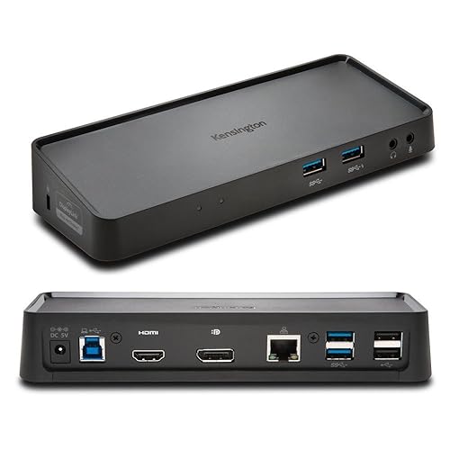 Kensington SD3650 Universal USB 3.0 Mountable Docking Station, Black (K33997WW) USB-A Docking Station Docking Station