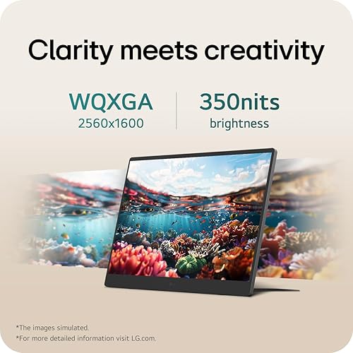 LG gram +view 17MT70 – 17 Lightweight Portable Monitor, WQXGA (2560x1600) IPS, DCI-P3 99%, 16:10 Anti-Glare Display, USB 3.2 Gen1 Type-C, Mini-HDMI, Dual Speakers, Kickstand, Ultra-Slim, Titan Silver