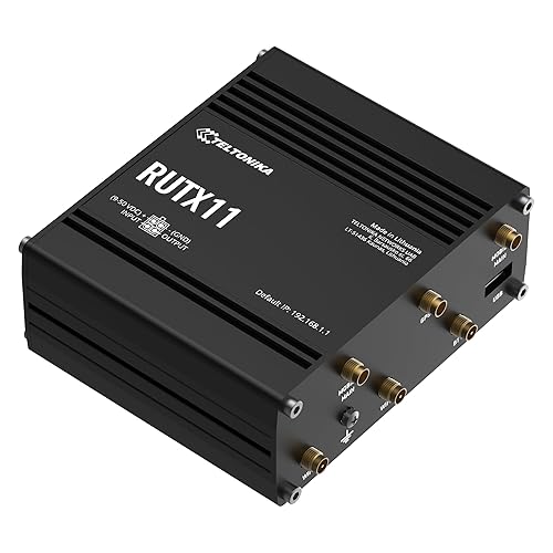 Teltonika RUTX11100400 Model RUTX11 Industrial Cellular Router; Dual SIM; for use with USA Carriers; Comes with US PSU; WI-FI & BT; 4 x Ethernet Ports; Auto Failover; Aluminum Housing