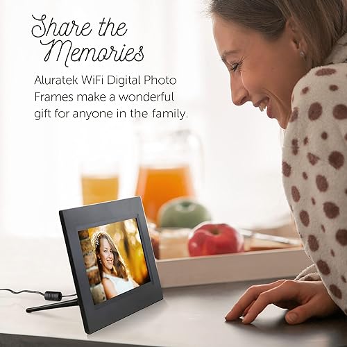 Aluratek 7 WiFi Digital Photo Frame with Touchscreen IPS Display, 8GB Built-in Memory, 1024 X 600, 16:9 (AWDMPF107F), Black 7 Black