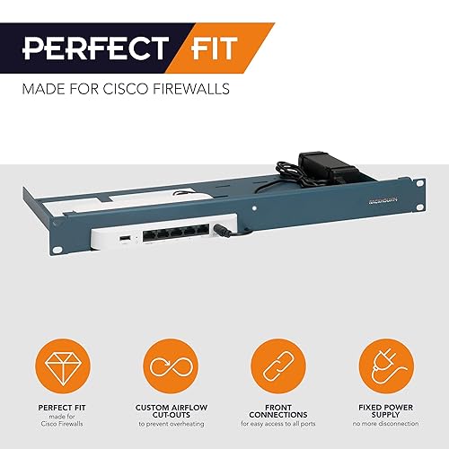 Firewall Appliance Rack Mount for Cisco Meraki - 1U Server Rack Shelf with Easy Access Front Network Connections, Properly Vented, Customized 19 Inch Rack - RM-CI-T12 by Rackmount.IT