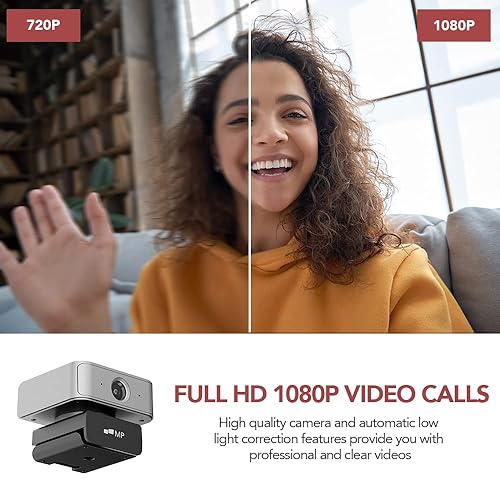 MP Mobile Pixels AI Camera, FHD 1080p Video Webcam, Noise Reduction Microphone,Auto Tracking and Auto Focusing, Widescreen HD Video Calling, for Skype, FaceTime,Hangouts,PC,MacBook,Laptop,Tablet