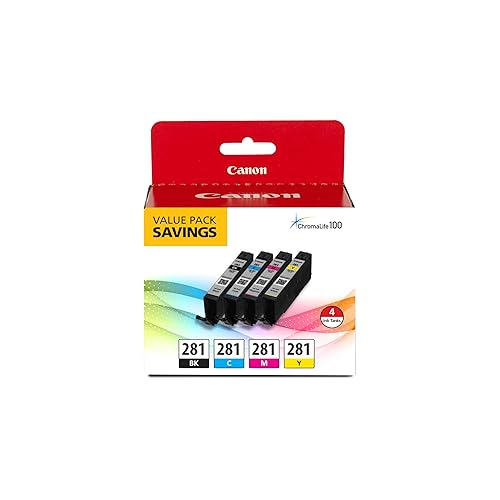 CanonInk 2091C005 Inkjet Printer Ink Cartridge CLI-281 BKCMY 4 Pack Ink