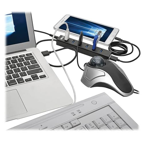 Tripp Lite 7-Port USB-A Mini Hub - USB 3.2 Gen 1, Up to 5 Gigabits per Second, Strong Aluminum Housing, International Plug Adapters for UK, EU, Australia - 1-Year Warranty (U360-007-AL-INT)