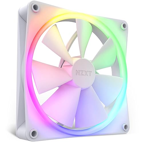 NZXT F140 RGB Fans - RF-R14DF-W1 - Advanced RGB Lighting Customization - Whisper Quiet Cooling - Twin (RGB Fan & Controller Included) - 140mm Fan - White
