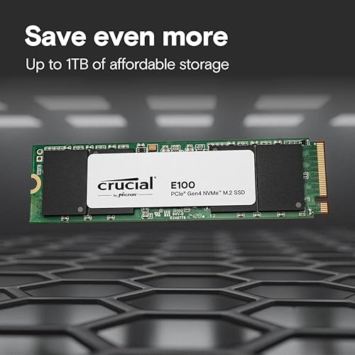 Crucial E100 2TB M.2 NVMe PCIe Gen4 Internal SSD, Up to 5,000MB/s, Laptop & Desktop Compatible - CT2000E100SSD8