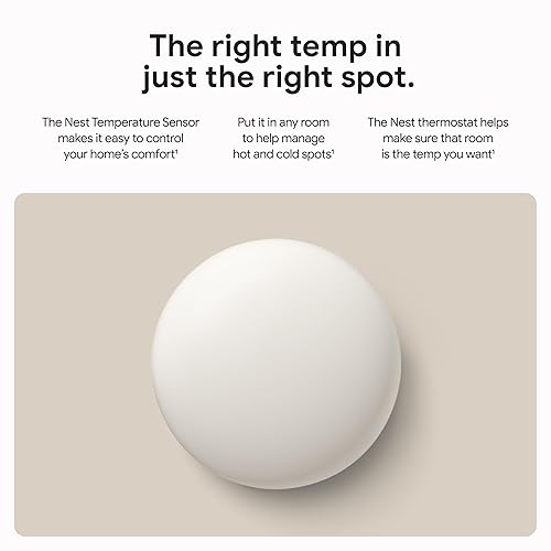 Google Nest Temperature Sensor (2nd Gen) - Room Comfort Sensor with Scheduling - Works with The Nest Learning Thermostat (3rd and 4th Gen) and Nest Thermostat E - Porcelain 1 pack