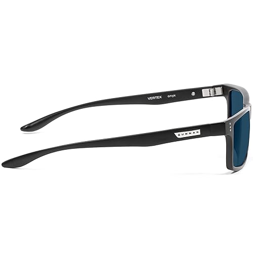 Gaming Glasses | Blue Light Blocking Glasses | Vertex/Onyx by Gunnar | Patented 90% Blue Light & Sun Protection (100% UVA/UVB), 100% UV Light, Anti-Reflective to Protect & Reduce Eye Strain & Dryness
