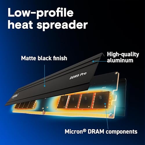 Crucial Pro 128GB Kit (2x64GB) DDR5 RAM, 5600MHz (or 5200MHz or 4800MHz) Desktop Gaming Memory UDIMM, Compatible with Latest Intel & AMD CPU CP2K64G56C46U5 128GB Kit (2x64GB) 5600MHz