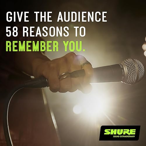 Shure SM58 Professional Dynamic Vocal Microphone with 25-Foot XLR Cable – Cardioid Mic for Live Performance, Studio Recording, Podcasting & Streaming (SM58-CN), Black & Silver Cable Included