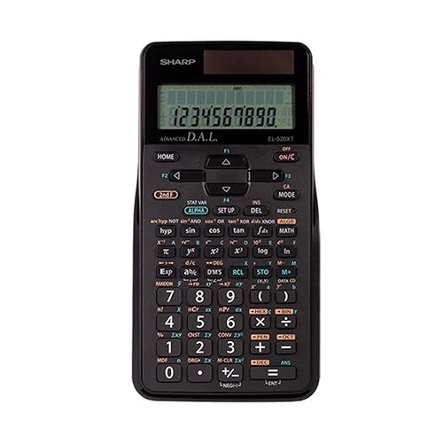 Sharp Electronics EL520XTBBK Scientific Calculator, 10-Digit with 2-Line LCD Display (Solar and Battery Powered)