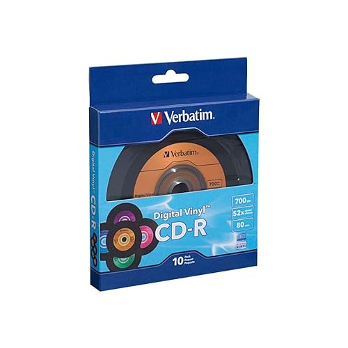 Verbatim CD-R 80min 52X with Digital Vinyl Surface - 10pk Bulk Box 10 Discs - Bulk Box Branded
