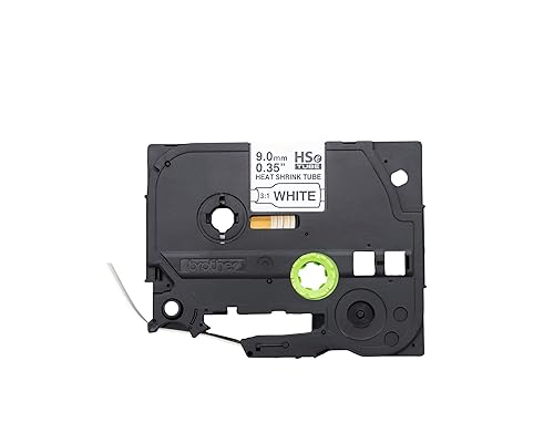 Brother HSe221E 9.0mm (0.35in) Black on White 3:1 Heat Shrink Tube