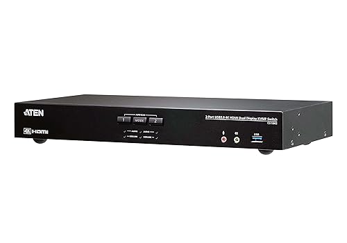 ATEN CS1842 2-Port True 4K HDMI Dual-View KVM Switch with Audio & USB 3.0 Hub, Black International Version