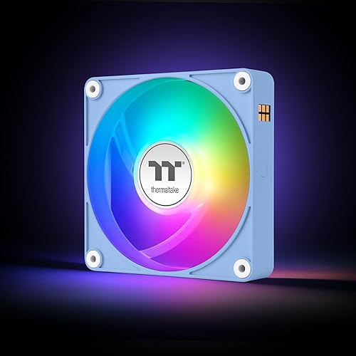 Thermaltake CT120 EX ARGB PC Cooling Fan Hydrangea Blue 3-Fan Pack, Magnetic Connection, 5V Motherboard Sync, 16.8 Million Colors 9 Addressable LEDs, 120 mm Case/Radiator Fan, CL-F196-PL12BU-A