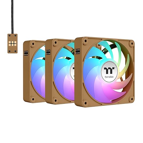 Thermaltake CT120 EX Reverse ARGB Sync PC Cooling Fan 3 Pack, 500~2000 RPM, 5V Mobo Sync, 16.8 Million Colors 9 LEDs, MagForce 2.0 Connectors, Hydraulic Bearing, Gravel Sand, CL-F224-PL12GS-A