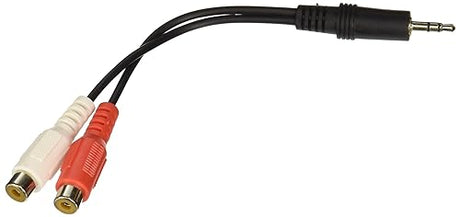 C2G Legrand 3.5mm Stereo Male to RCA Stereo Female, Stereo Audio Extension Cable, Audio Y-Adapter Cable, Black Dual RCA to 3.5mm Adapter, 6 Inch, 1 Count, C2G 40422