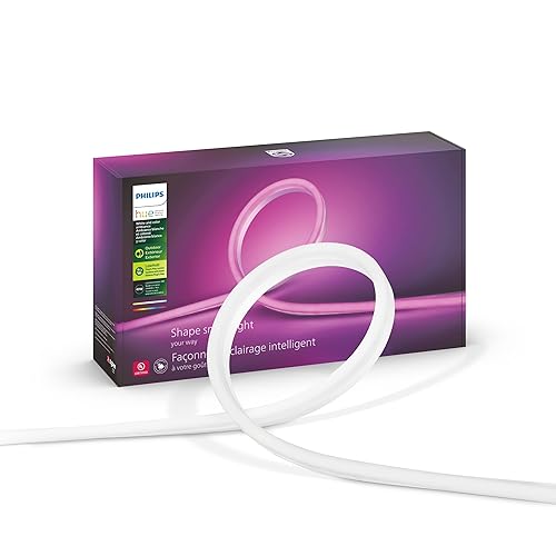 Philips Hue White & Color Ambiance Outdoor Lightstrip Base Kit, 5m Length, LED Strip Lights, Colour Changing, Bluetooth & Zigbee Compatible, Voice Activated with Alexa 5m/16ft