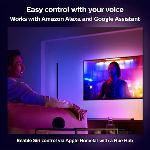 Philips Hue Signe Smart Table Lamp, Black - White and Color Ambiance LED Color-Changing Light - 1 Pack - Control with Hue App - Works with Alexa, Google Assistant, and Apple Homekit