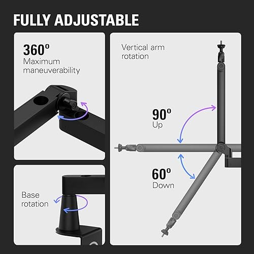 Elgato Wave Mic Arm LP - Premium Low Profile Microphone Arm with Cable Management Channels, Desk Clamp, Versatile Mounting and Fully Adjustable, perfect for Podcast, Streaming, Gaming, Home Office Low Profile Black
