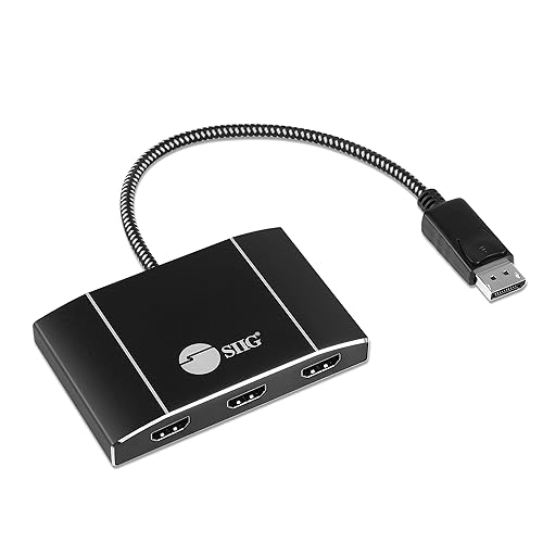 SIIG 3 Port DisplayPort 1.4 to HDMI MST Hub 4K - 1x3 DP 1.4 to HDMI Multi Monitor Splitter and Adapter - for Windows PCs and Laptops (NOT for Mac OS) CE-DP0Q11-S1