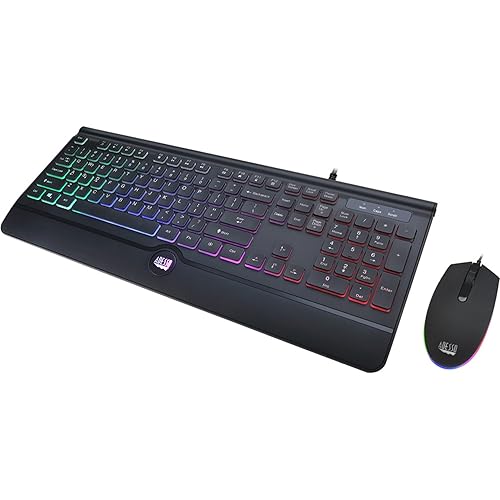 Adesso Backlit Gaming Keyboard and Mouse Combo, USB, Black