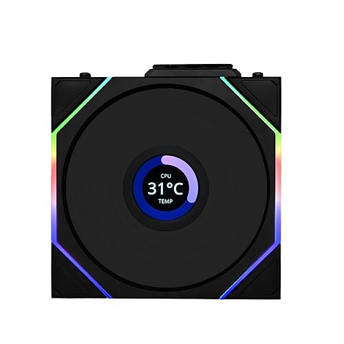 Lian Li UNI Fan TL LCD 120 Wireless - Single Pack - Controller Not Included - 2.4 GHz Wireless Control - Infinity Mirror Design - LCD Display - Controller Required - Black (12TLLCD1W1B)