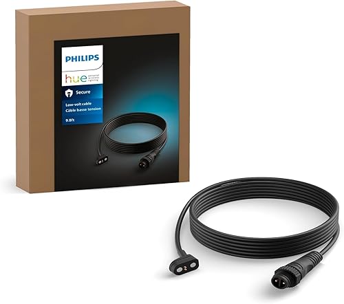 Philips Hue Secure Camera Low-Volt Extension Cable - 9.8 ft (3 Meters) - Black - 1 Pack
