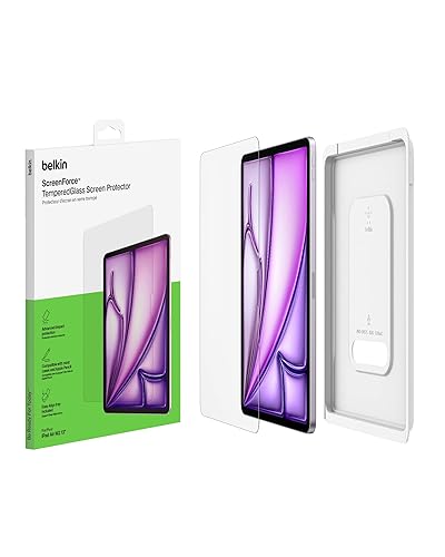 Belkin ScreenForce TemperedGlass Screen Protector for Apple iPad Air 13 6th Generation, Thin, Extra Durable, Scratch-Resistant w/Easy Installation, Compatible w/Case & Apple Pencil
