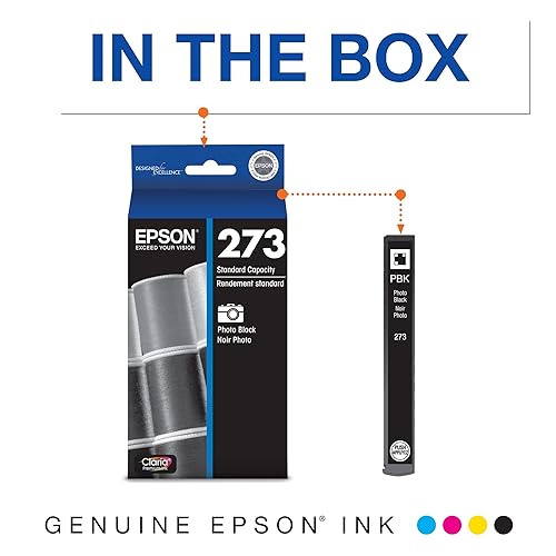 Epson T273120-S T273 Clarian Premium Photo Black Ink Cartridge, Standard Capacity