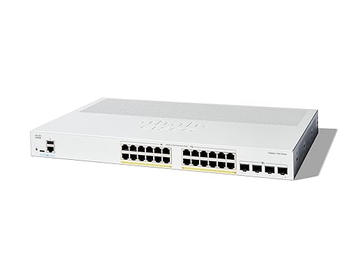 Cisco Catalyst 1300-24P-4X Managed Switch, 24 Port GE, PoE, 4x10GE SFP+, Limited Lifetime Protection (C1300-24P-4X)